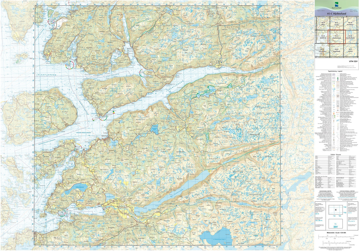 Kartverket N50 kartblad 05-C Hjelmeland