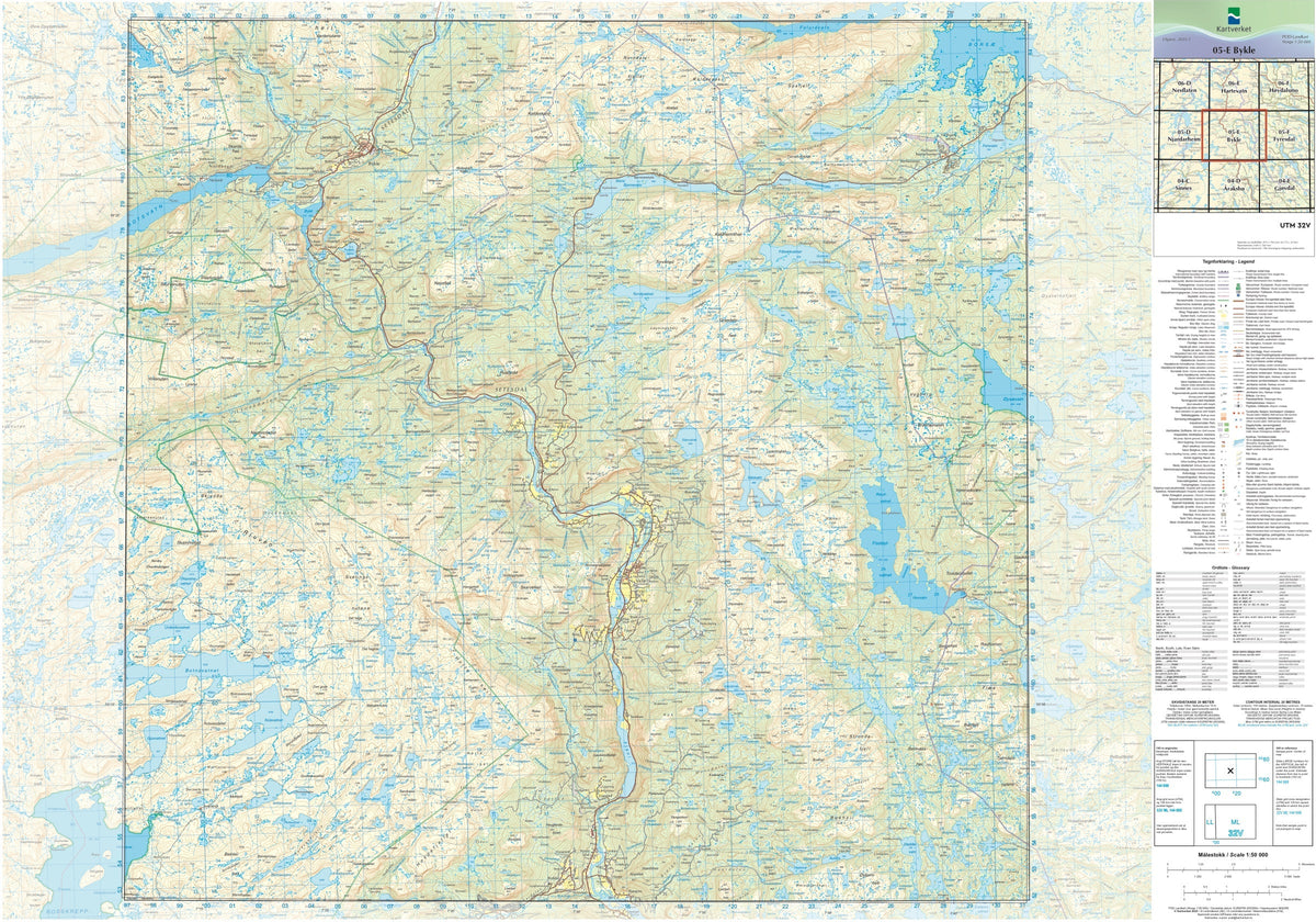 Kartverket N50 kartblad 05-E Bykle