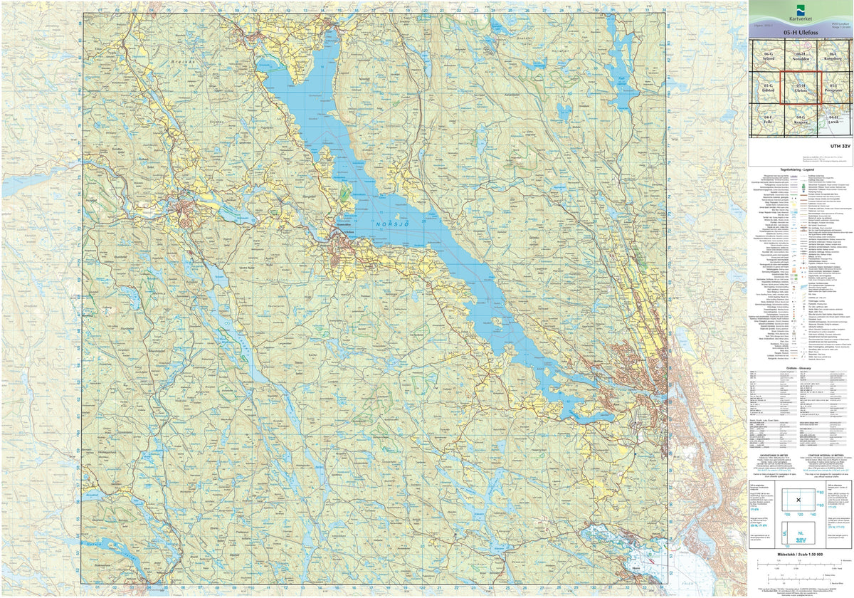 Kartverket N50 kartblad 05-H Ulefoss