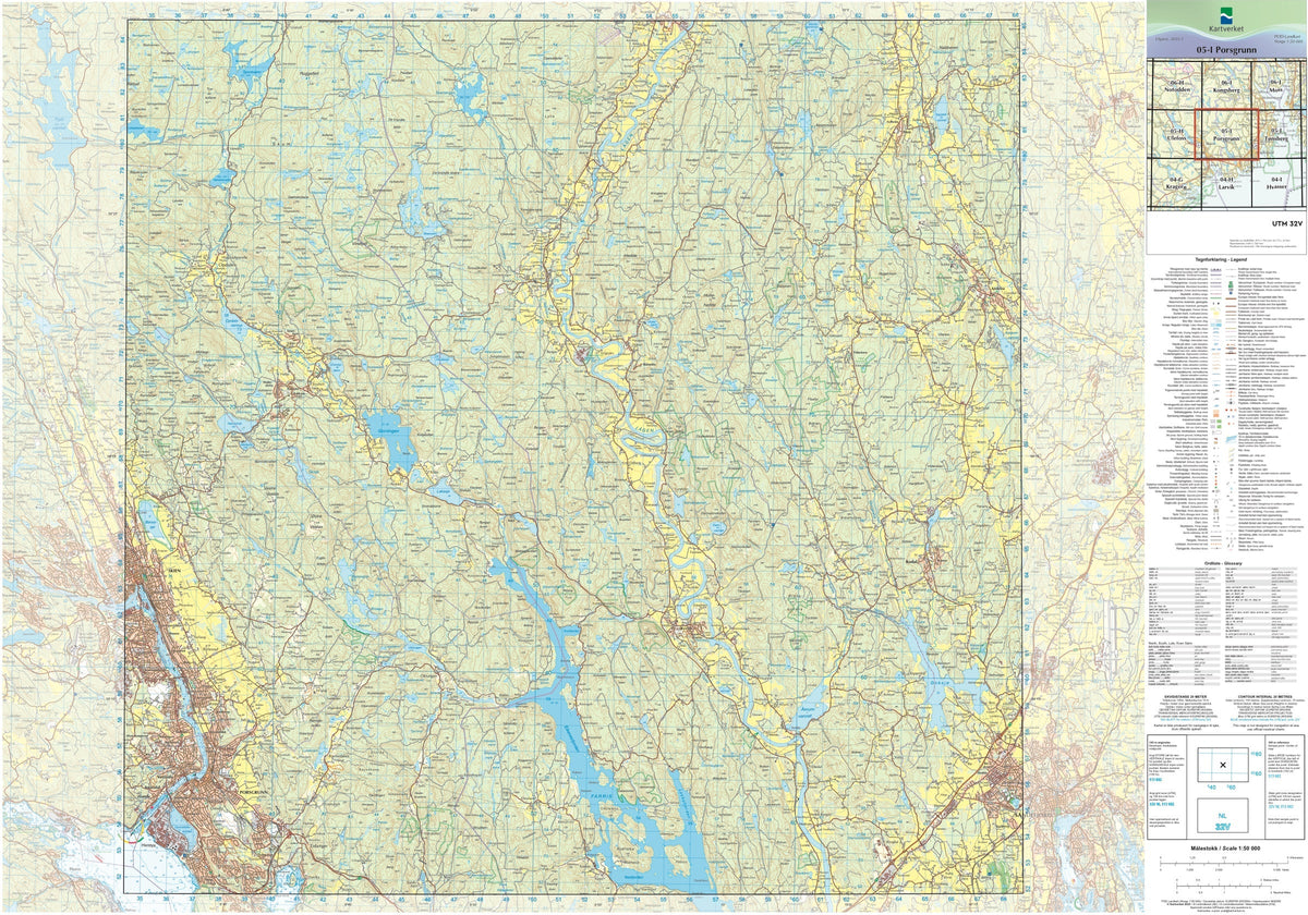 Kartverket N50 kartblad 05-I Porsgrunn