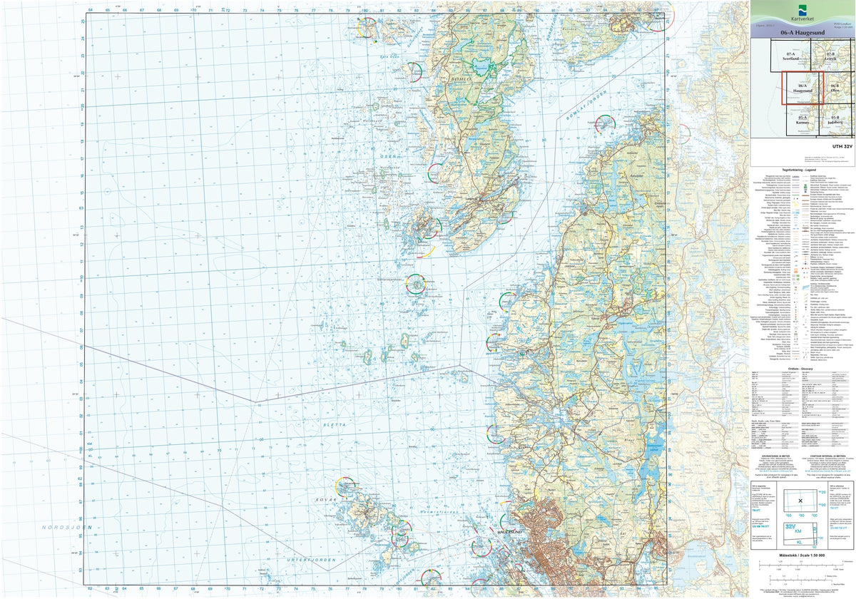 Kartverket N50 kartblad 06-A Haugesund