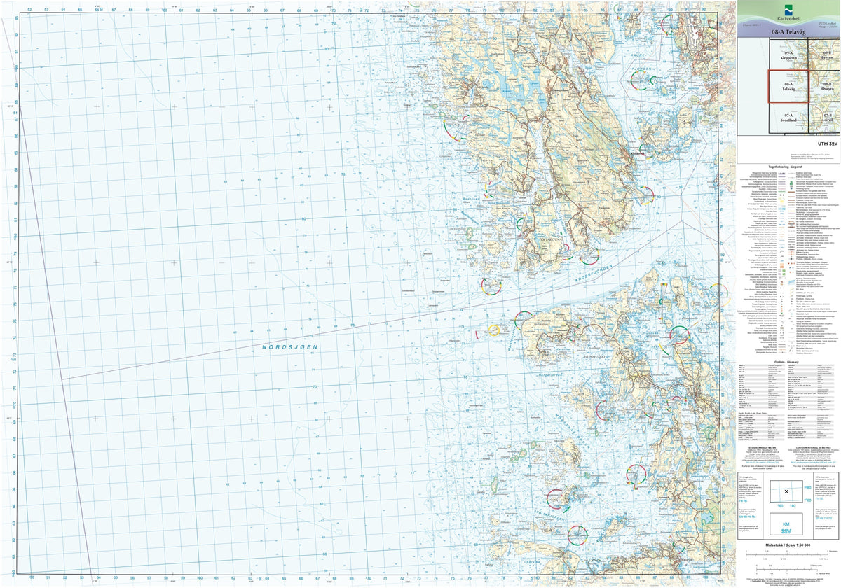 Kartverket N50 kartblad 08-A Telavåg