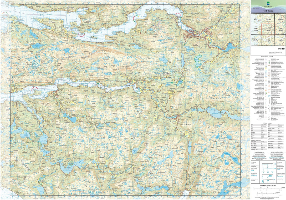 Kartverket N50 kartblad 12-B Førde