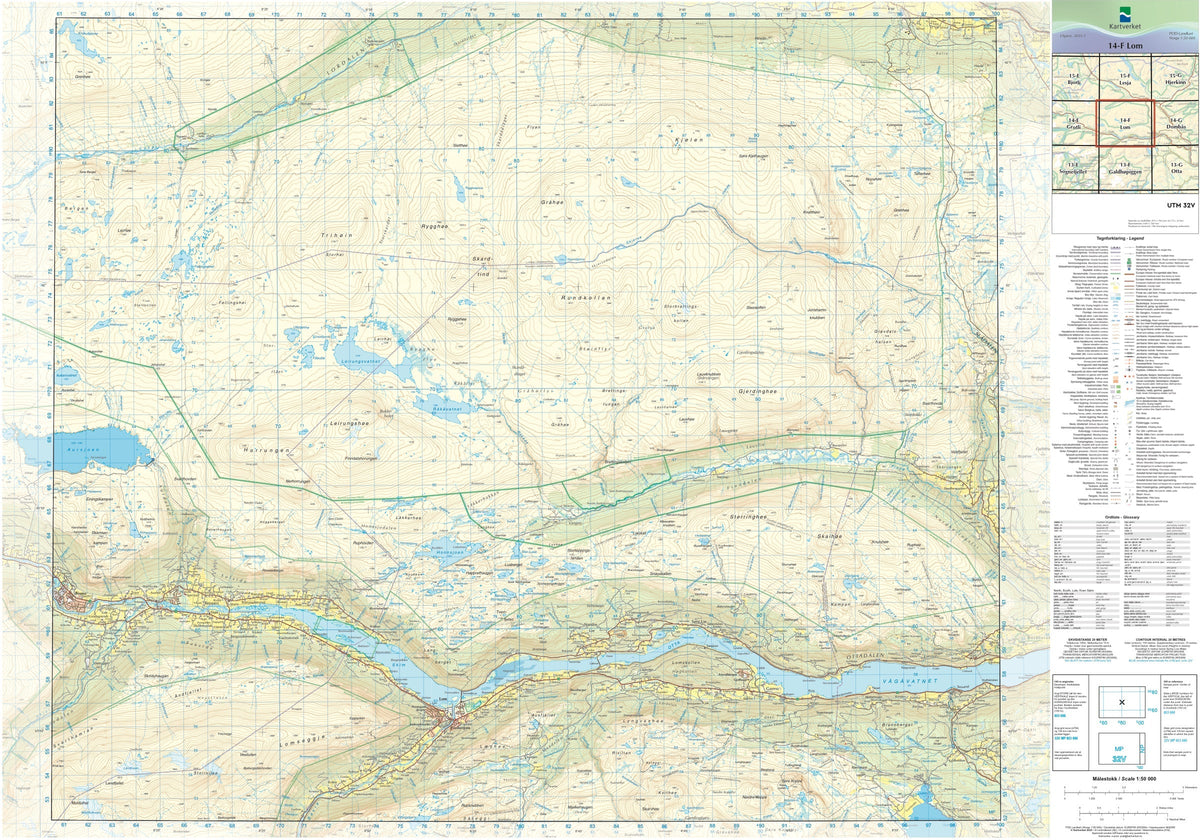 Kartverket N50 kartblad 14-F Lom