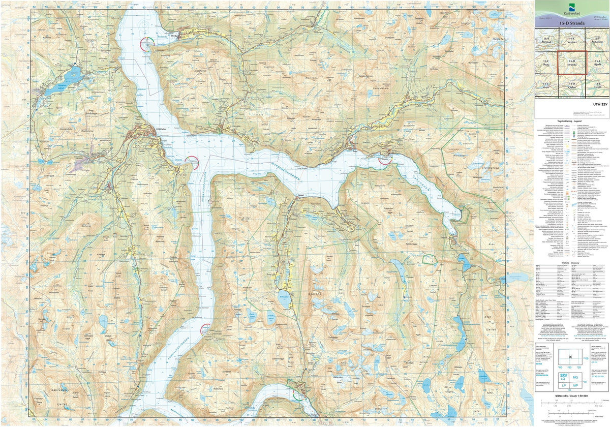 Kartverket N50 kartblad 15-D Stranda