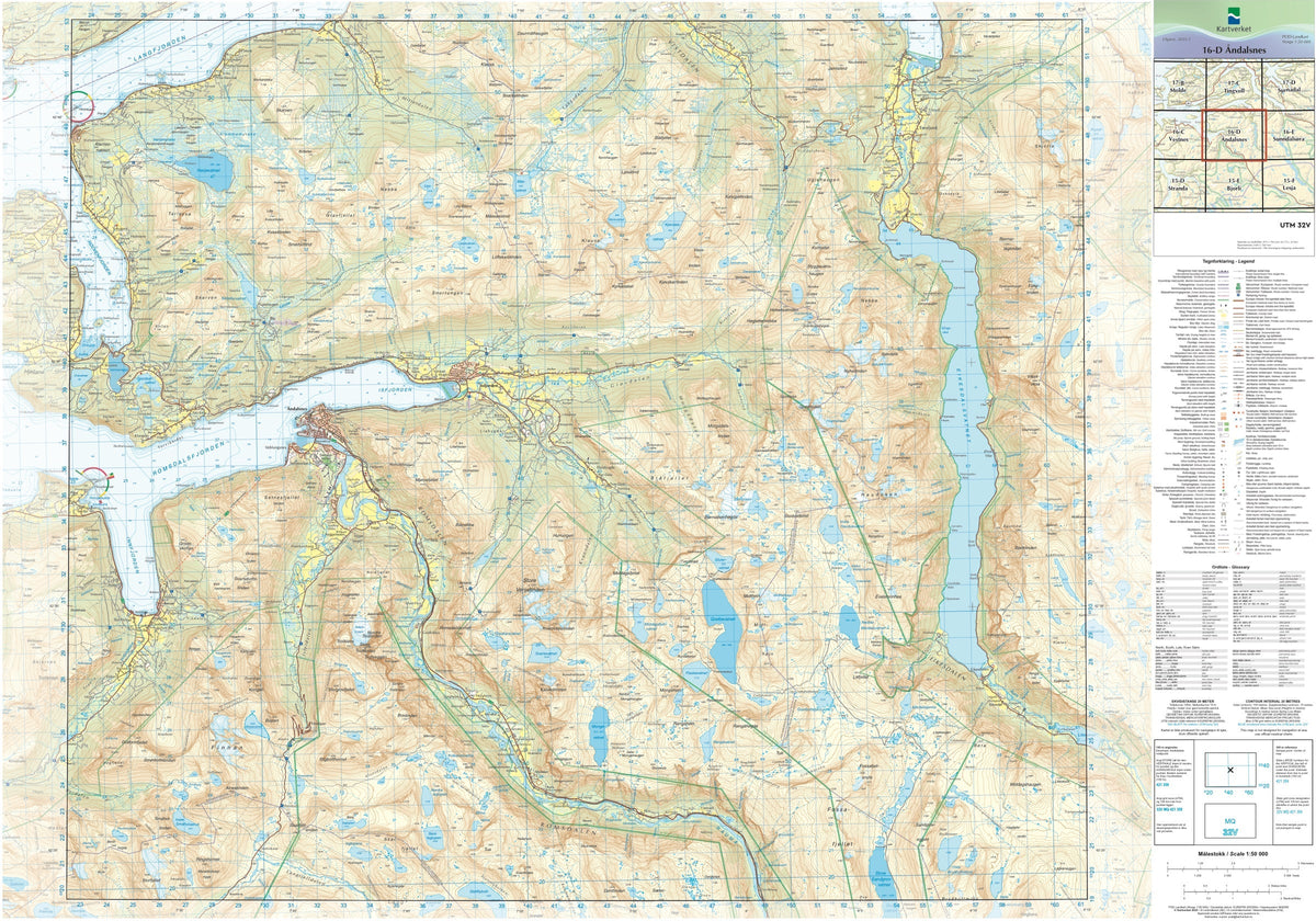 Kartverket N50 kartblad 16-D Åndalsnes