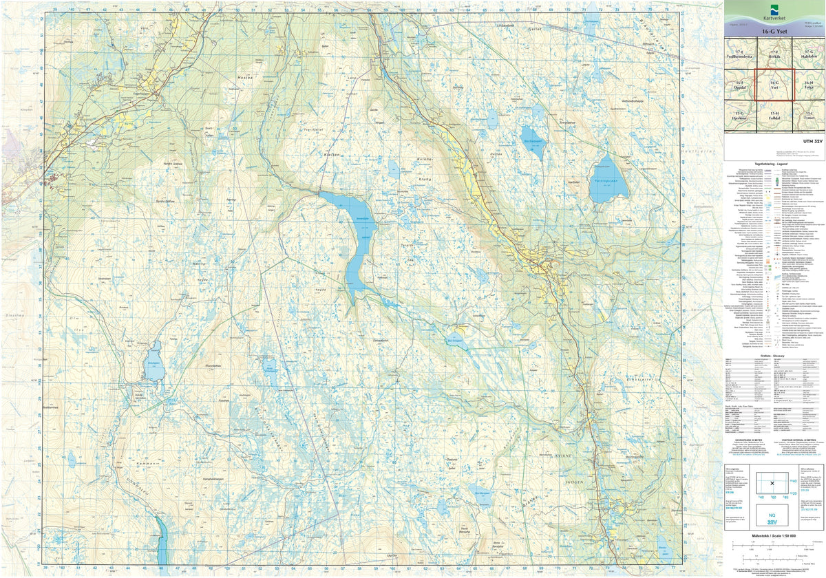 Kartverket N50 kartblad 16-G Yset