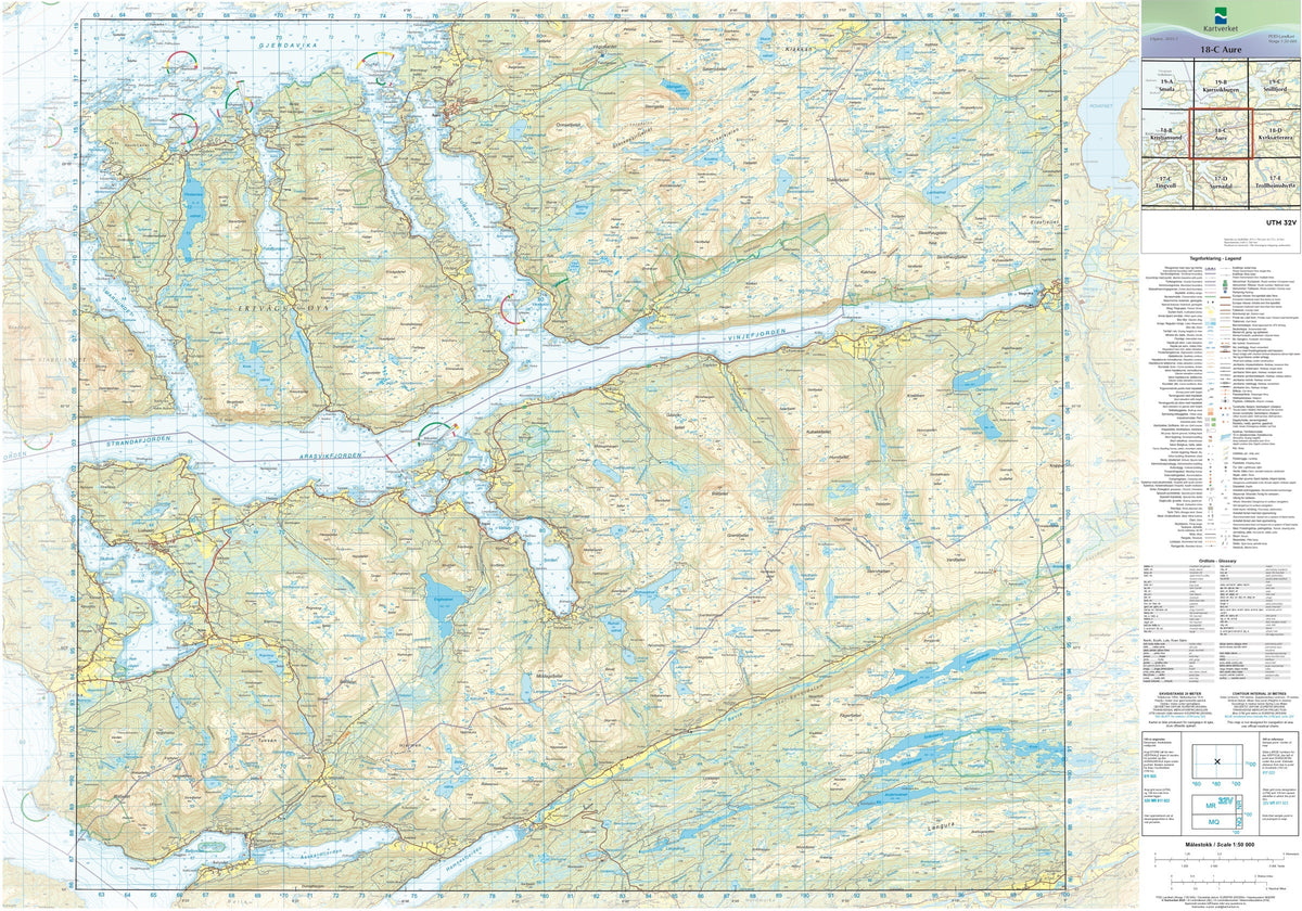 Kartverket N50 kartblad 18-C Aure