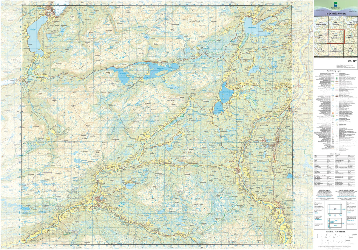 Kartverket N50 kartblad 18-D Kyrksæterøra
