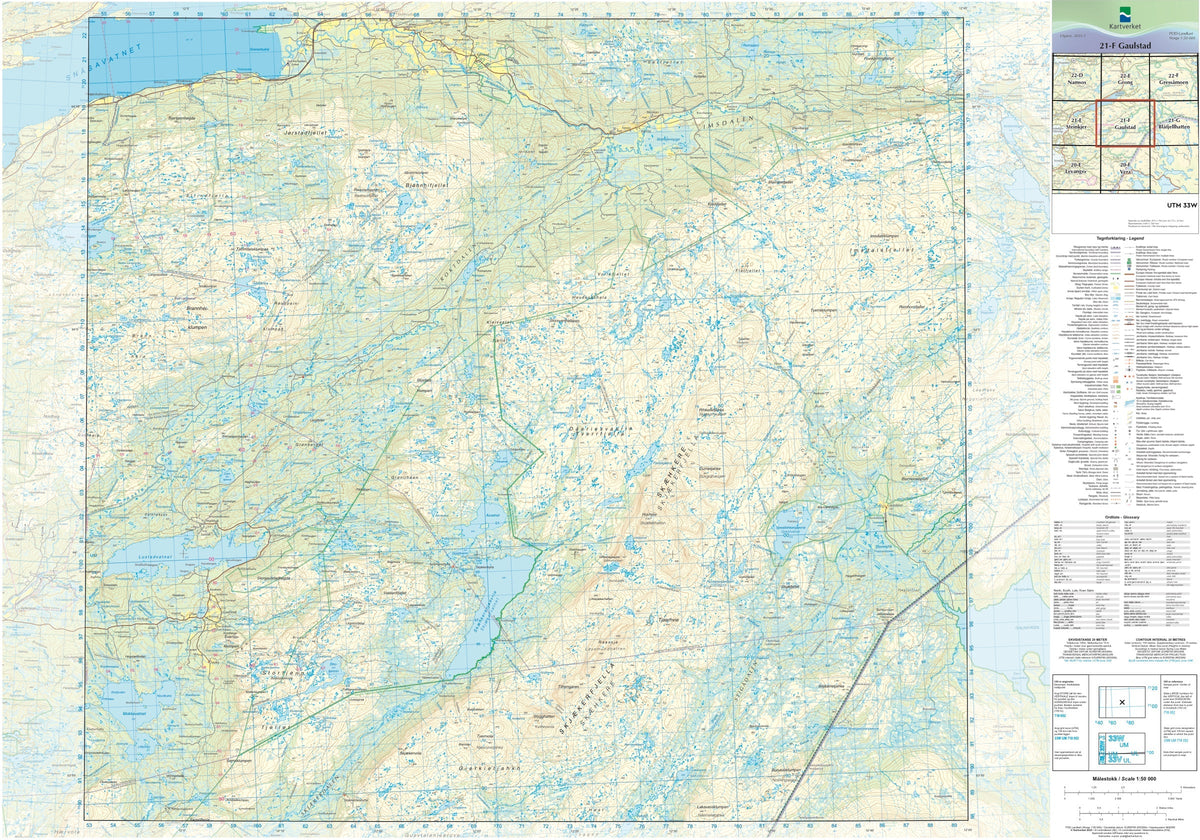 Kartverket N50 kartblad 21-F Gaulstad