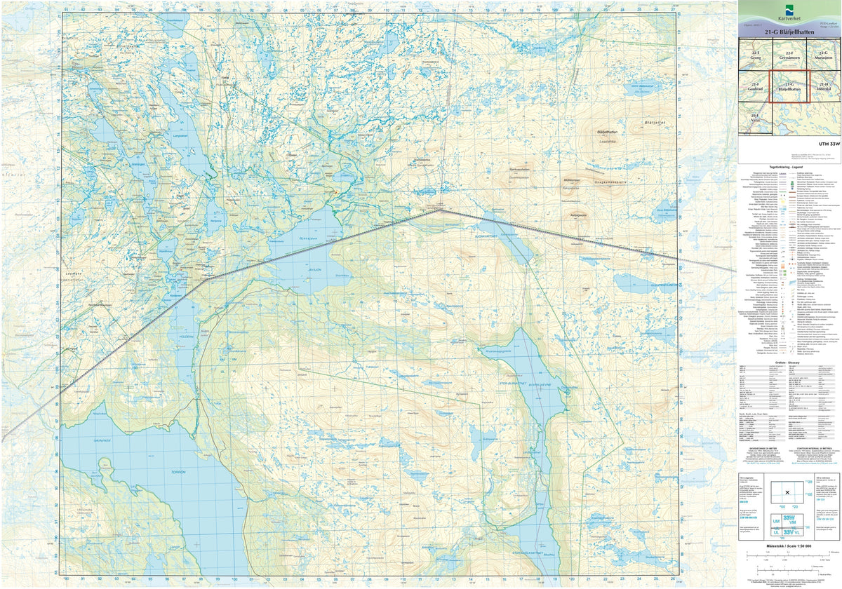 Kartverket N50 kartblad 21-G Blåfjellhatten