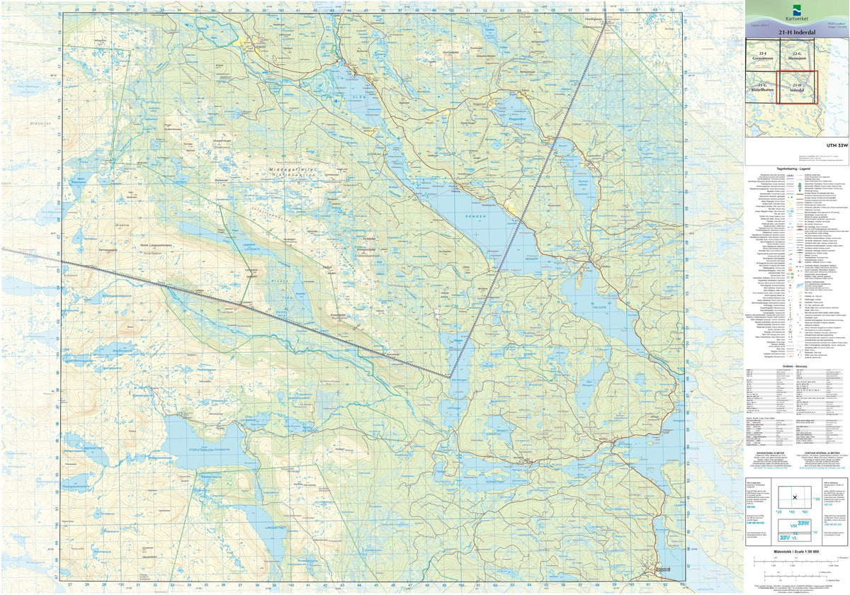 Kartverket N50 kartblad 21-H Inderdal