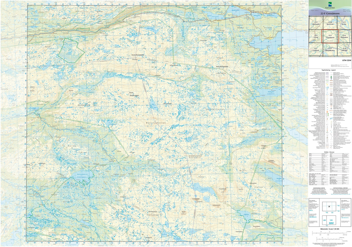 Kartverket N50 kartblad 22-F Gressåmoen