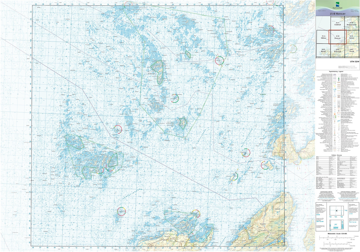 Kartverket N50 kartblad 25-B Horsvær