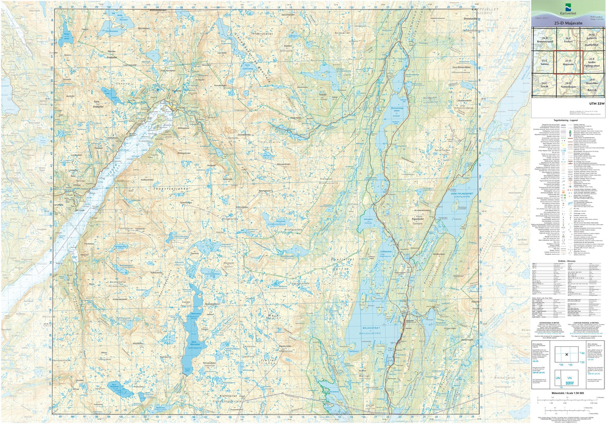 Kartverket N50 kartblad 25-D Majavatn