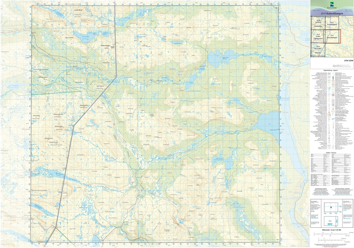 Kartverket N50 kartblad 25-F Rainesklumpen