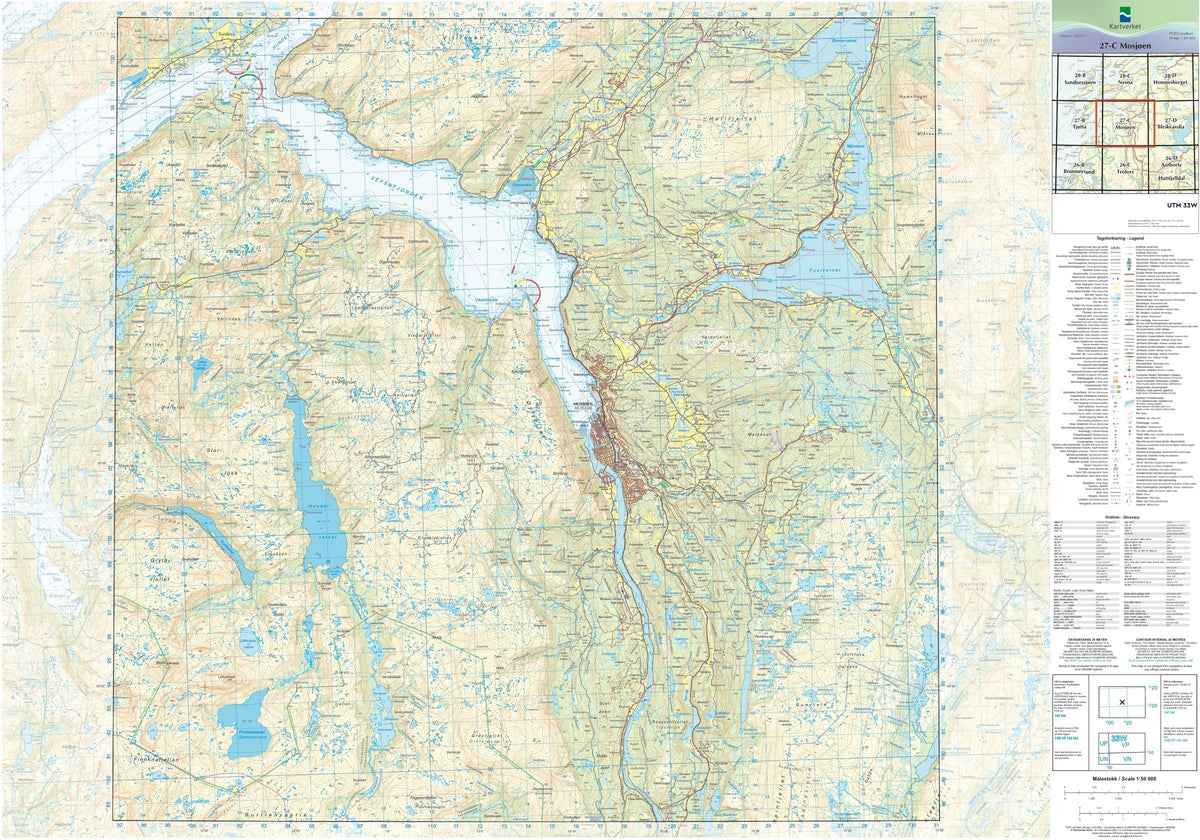 Kartverket N50 kartblad 27-C Mosjøen