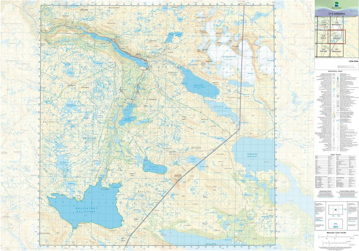 Kartverket N50 kartblad 31-E Sulitjelma