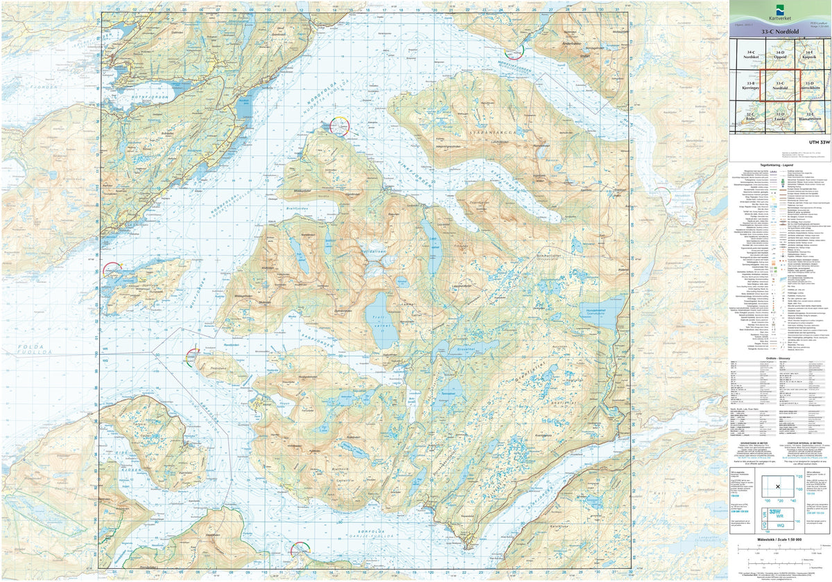 Kartverket N50 kartblad 33-C Nordfold