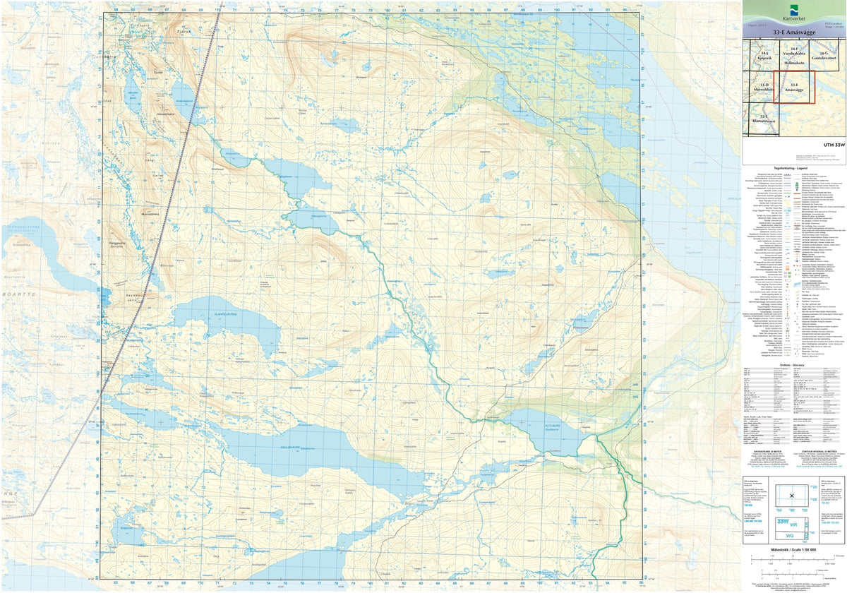 Kartverket N50 kartblad 33-E Amásvágge