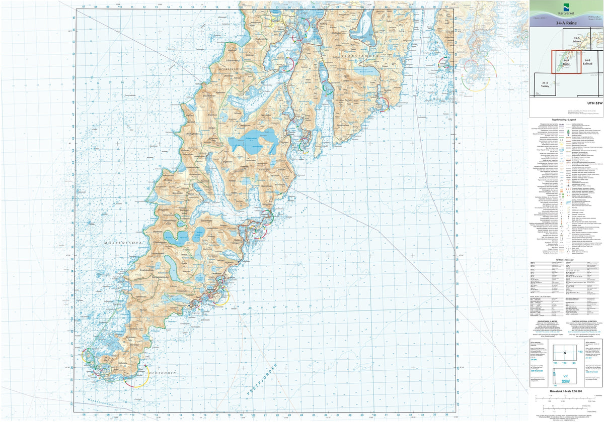 Kartverket N50 kartblad 34-A Reine