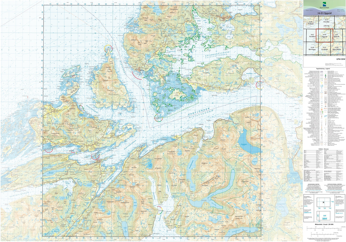 Kartverket N50 kartblad 34-D Oppeid