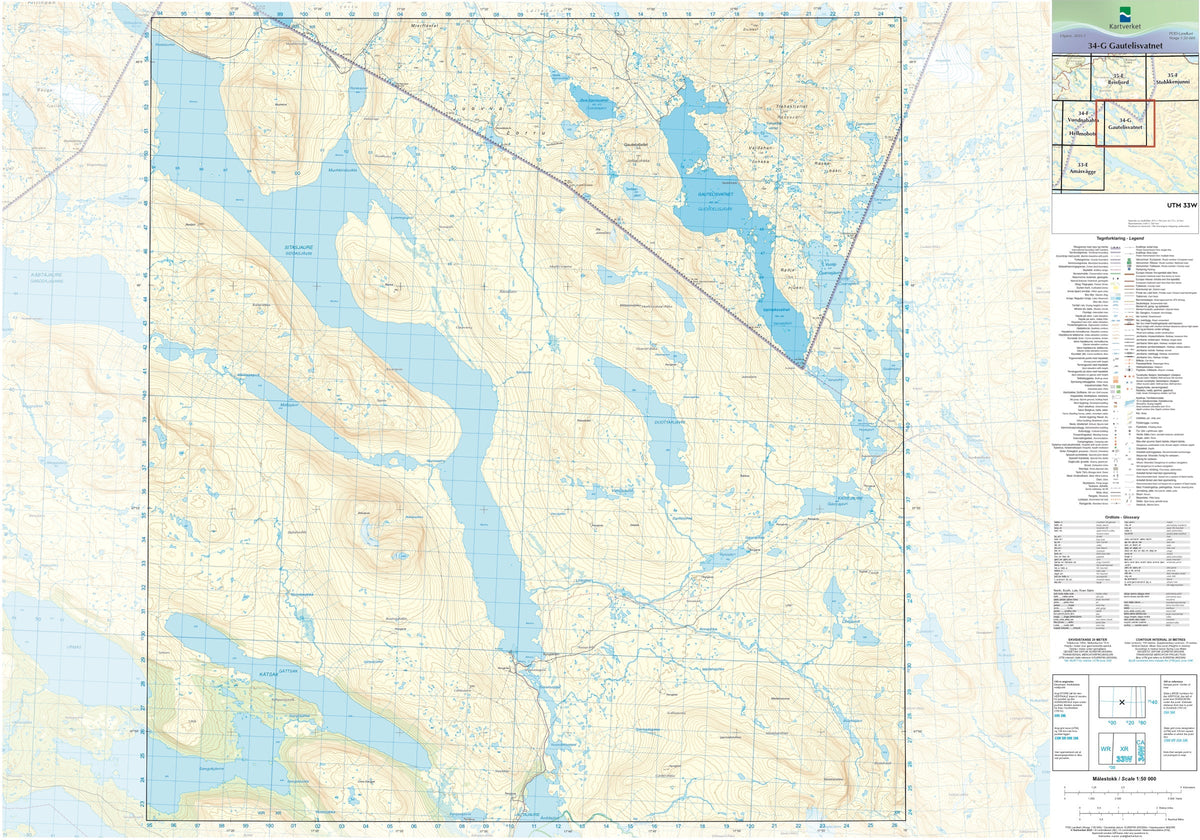 Kartverket N50 kartblad 34-G Gautelisvatnet