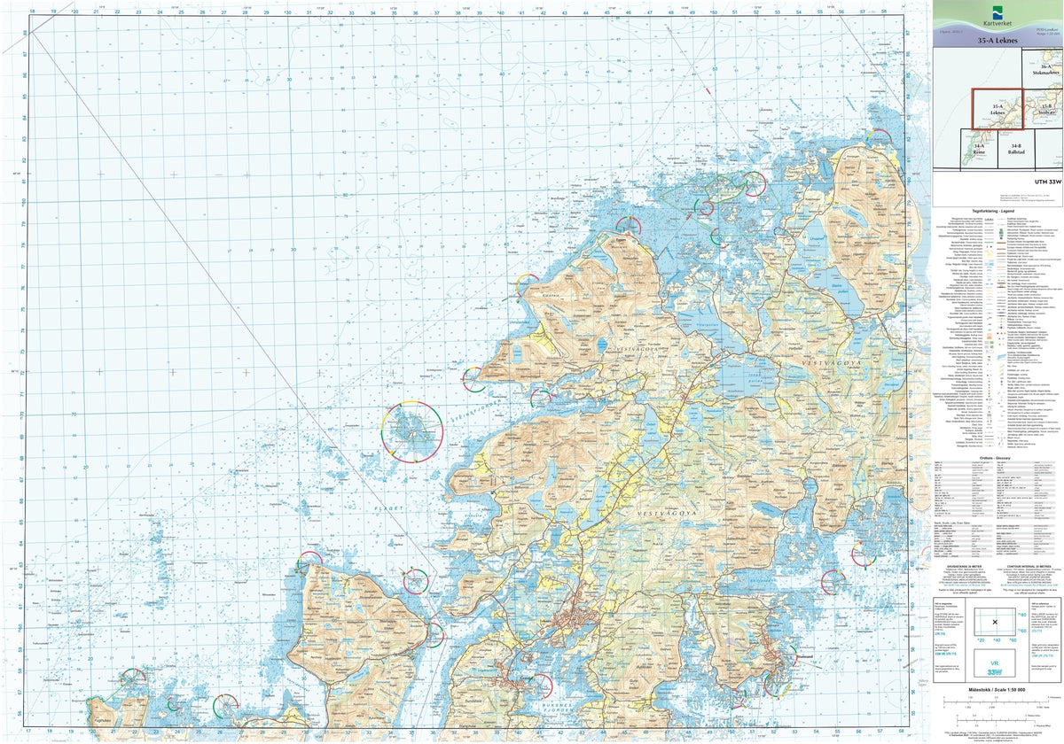 Kartverket N50 kartblad 35-A Leknes