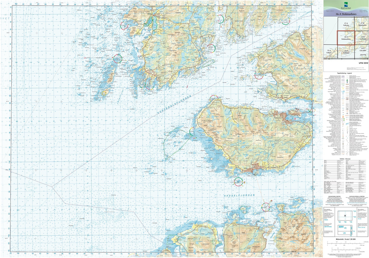 Kartverket N50 kartblad 36-A Stokmarknes
