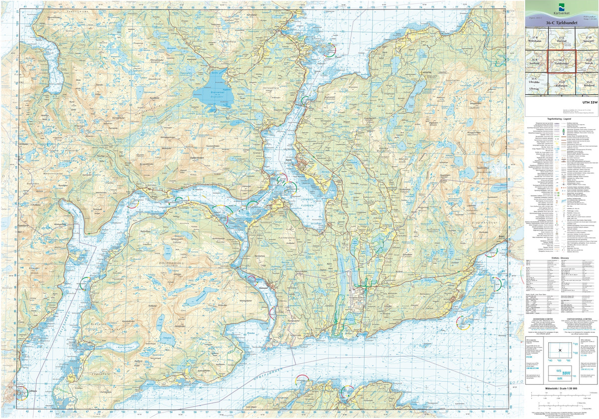 Kartverket N50 kartblad 36-C Tjeldsundet
