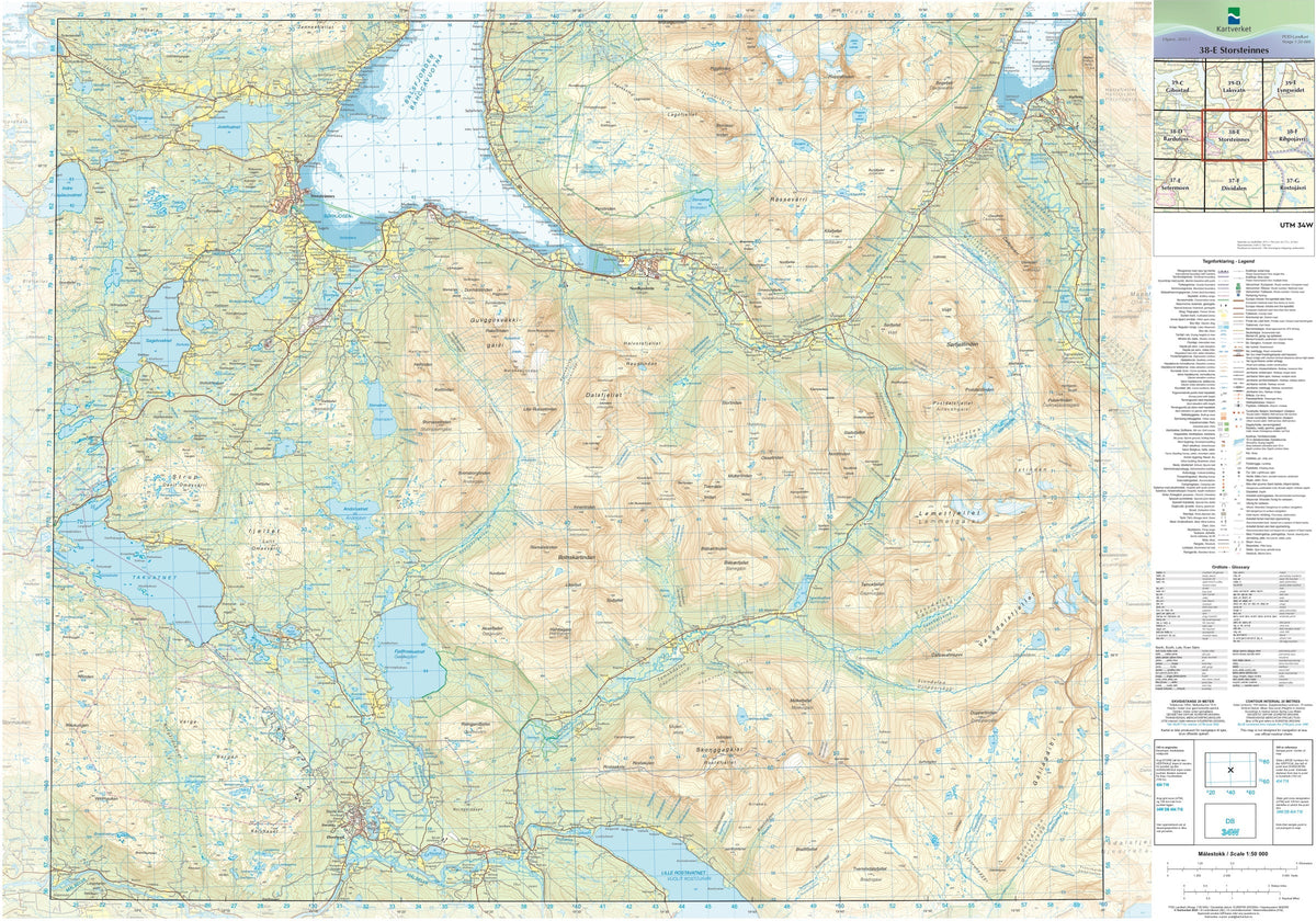 Kartverket N50 kartblad 38-E Storsteinnes