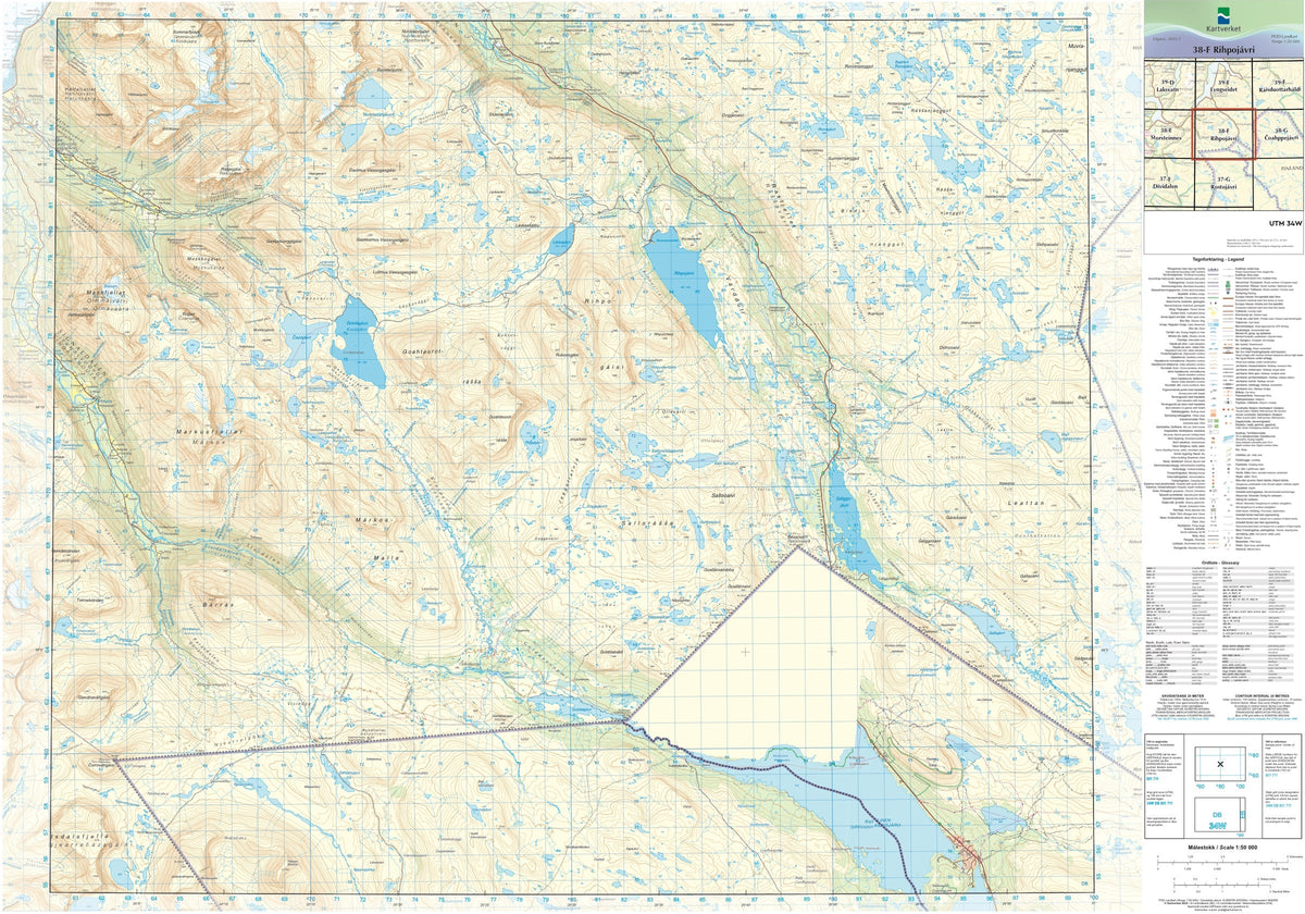 Kartverket N50 kartblad 38-F Rihpojávri