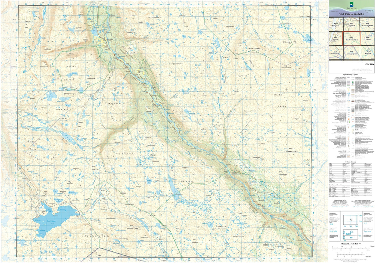 Kartverket N50 kartblad 39-F Ráisduottarháldi