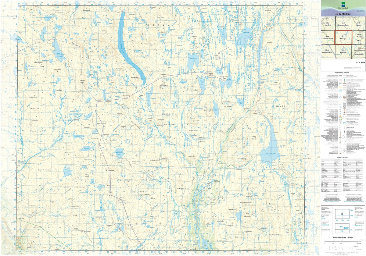 Kartverket N50 kartblad 39-G Mollejus