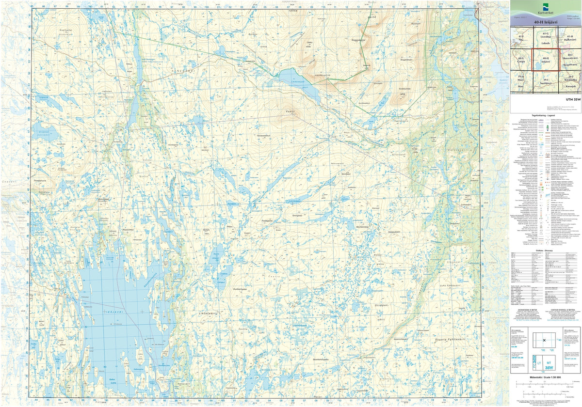 Kartverket N50 kartblad 40-H Iešjávri