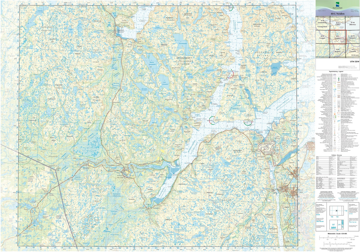Kartverket N50 kartblad 40-L Neiden