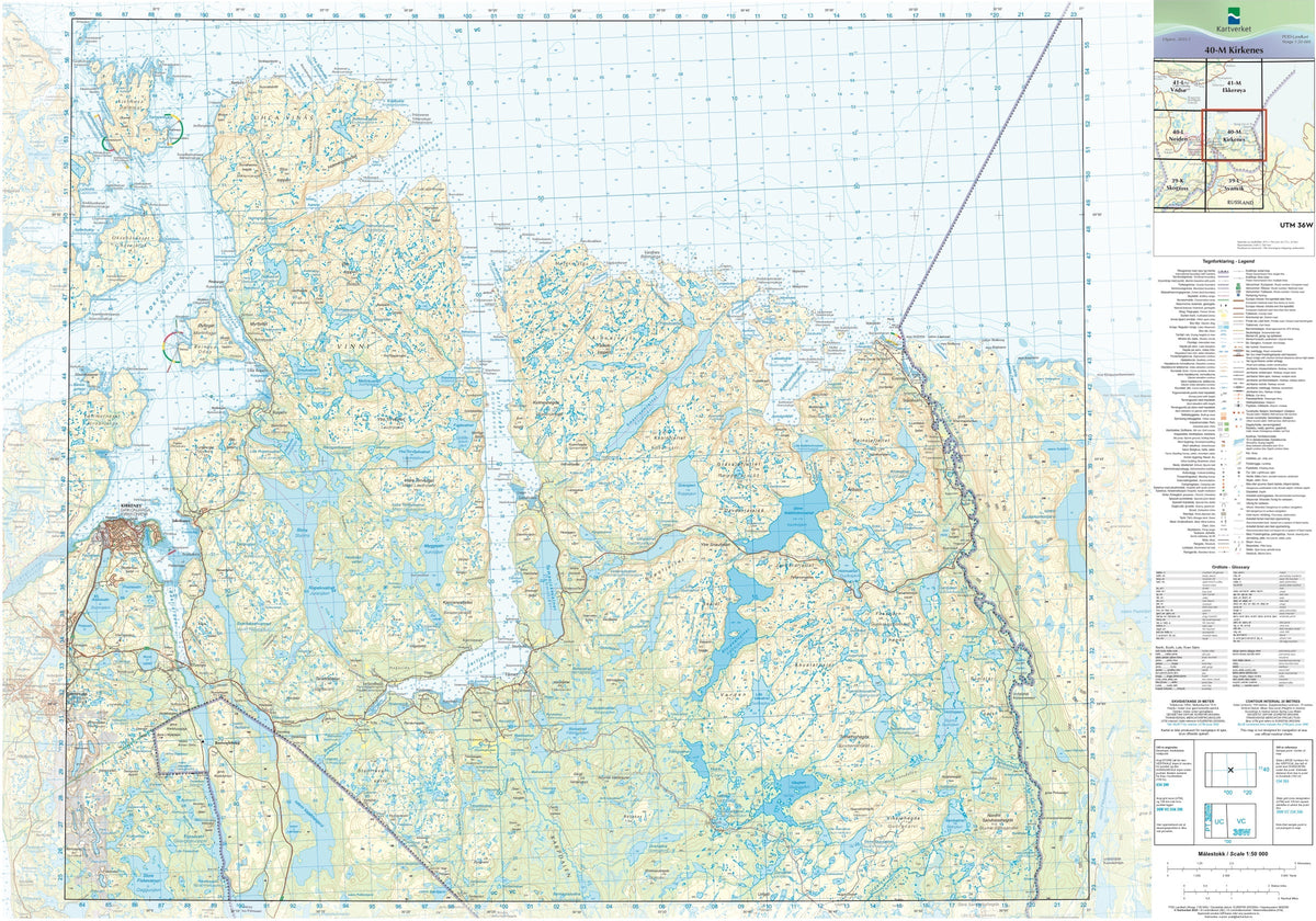 Kartverket N50 kartblad 40-M Kirkenes