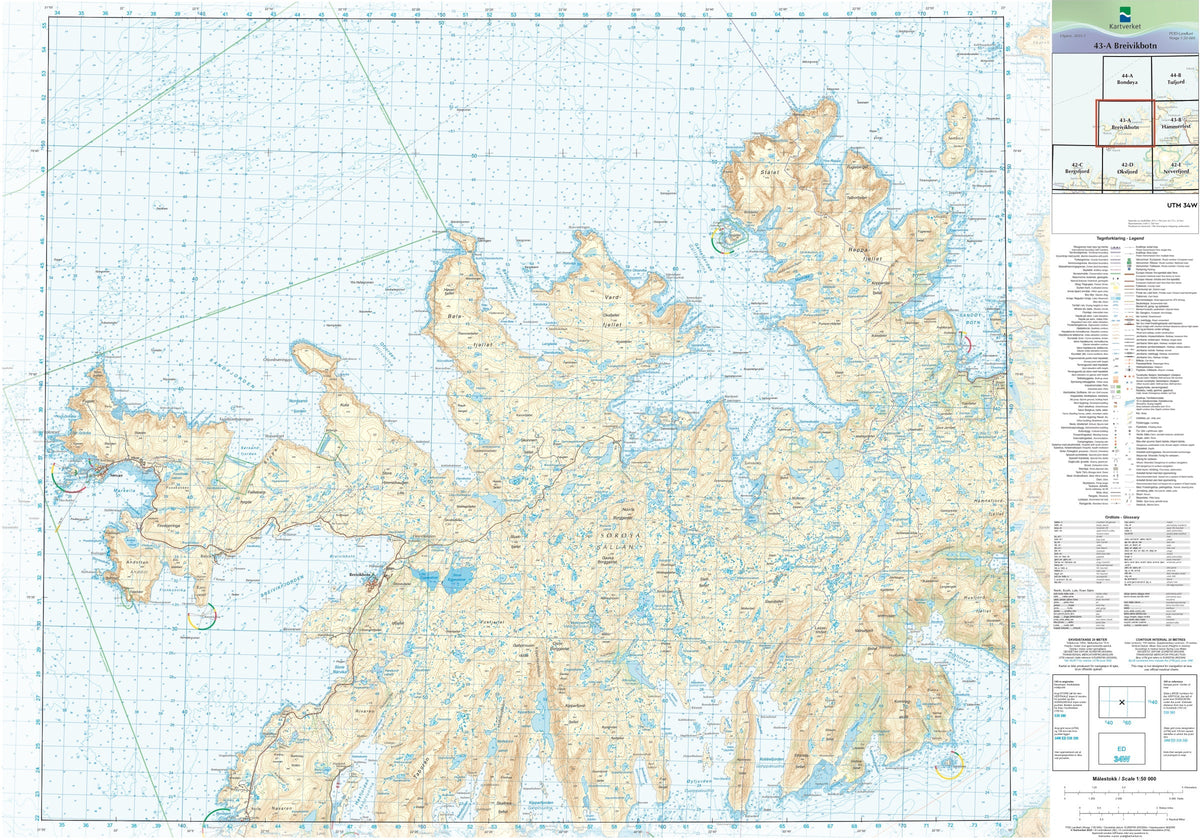 Kartverket N50 kartblad 43-A Breivikbotn