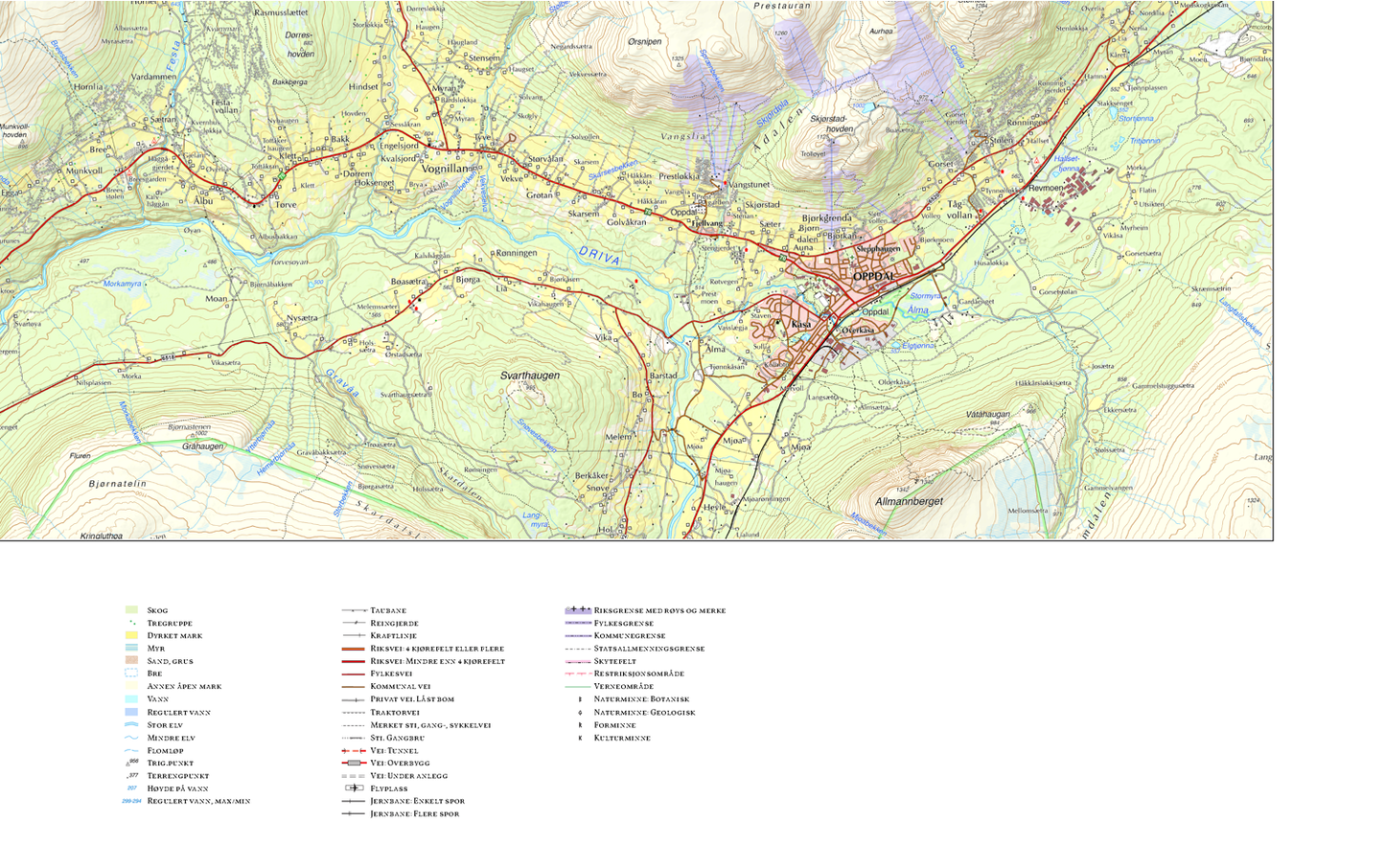 Oppdal sørøst utsnitt