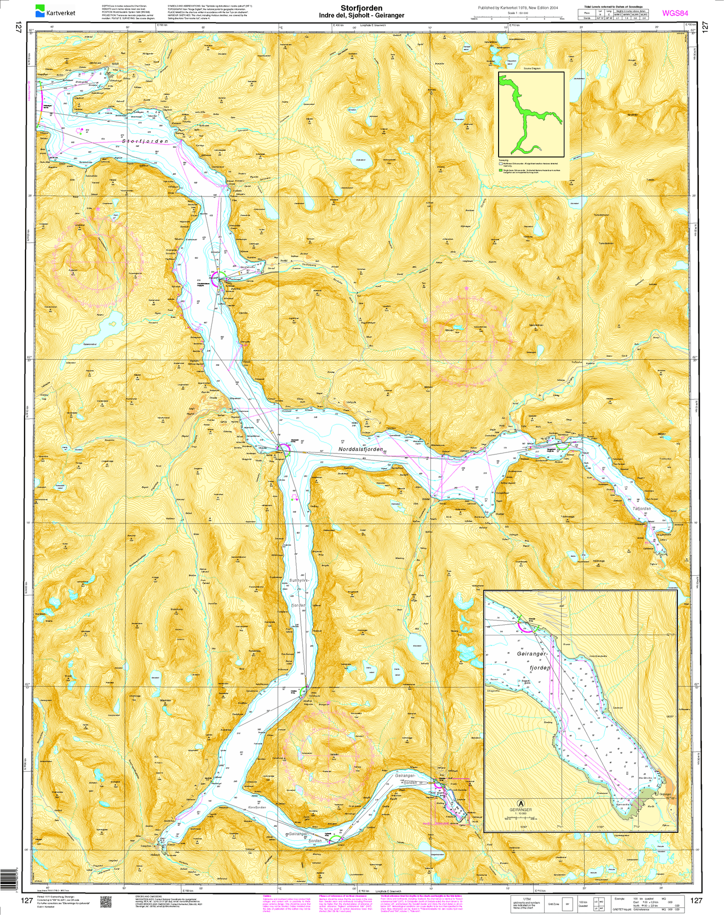 127 Storfjorden. Indre del, Sjøholt - Geiranger