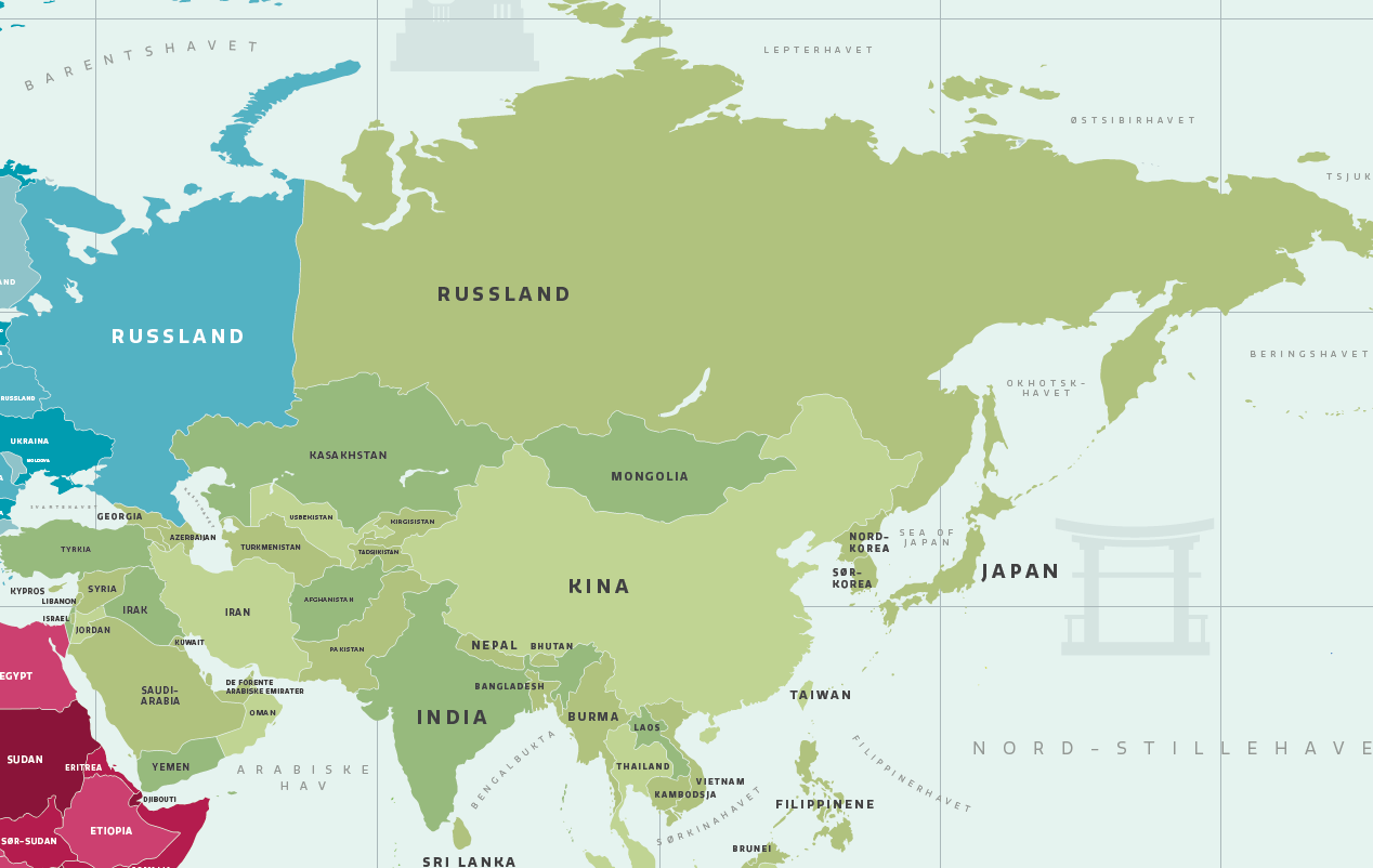 Wall sticker Verden Asia og Russland
