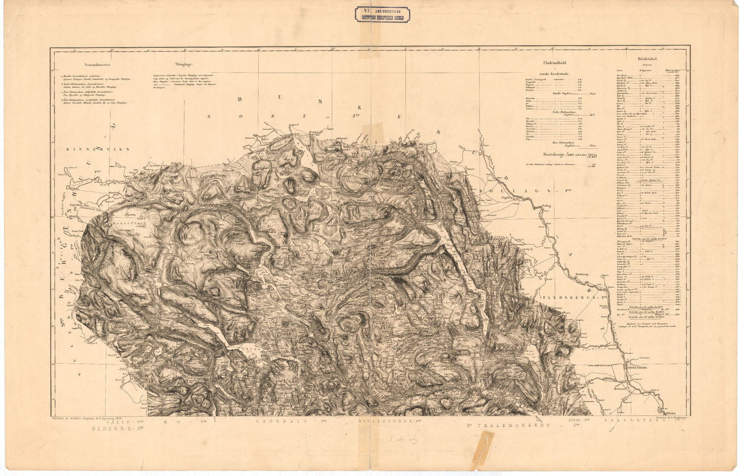 Kart over Bratsberg Amt (nord): Telemark