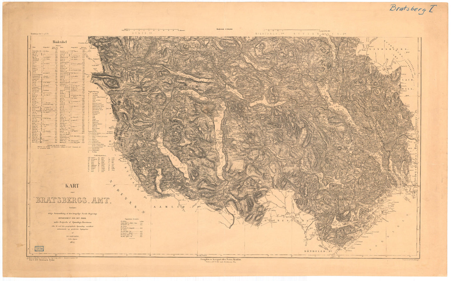 Kart over Bratsbergs amt (sør): Telemark
