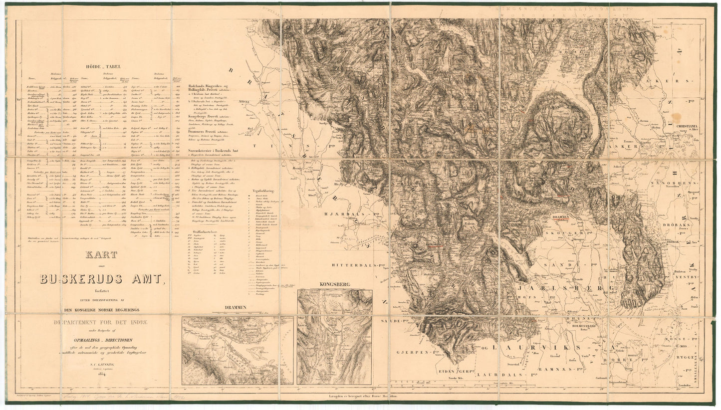 Kart over Buskerud Amt (sør): Buskerud