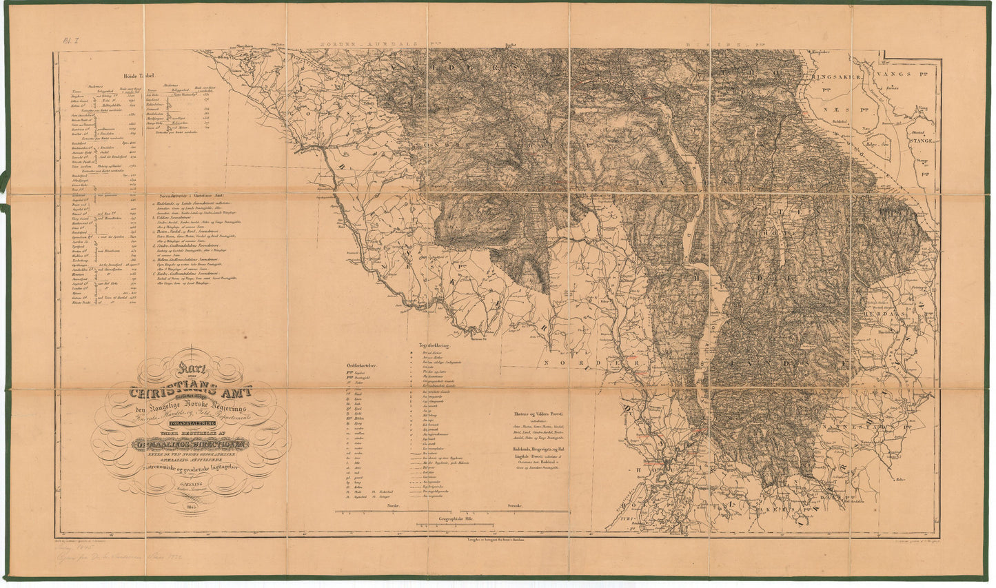 Kart over Kristians Amt (sør): Oppland