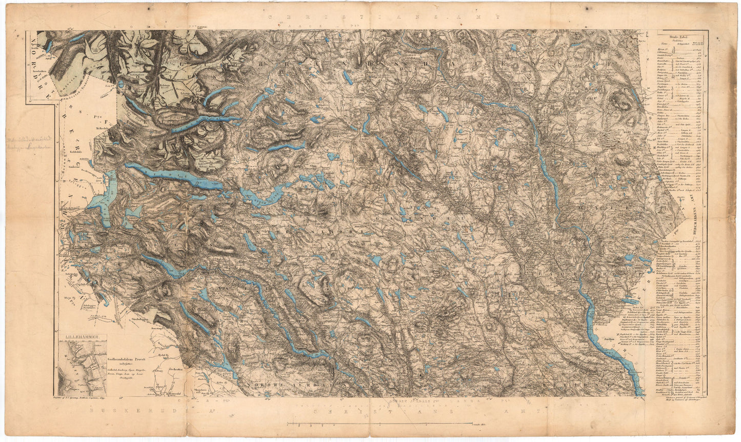 Kart over Kristians Amt (midtre): Oppland