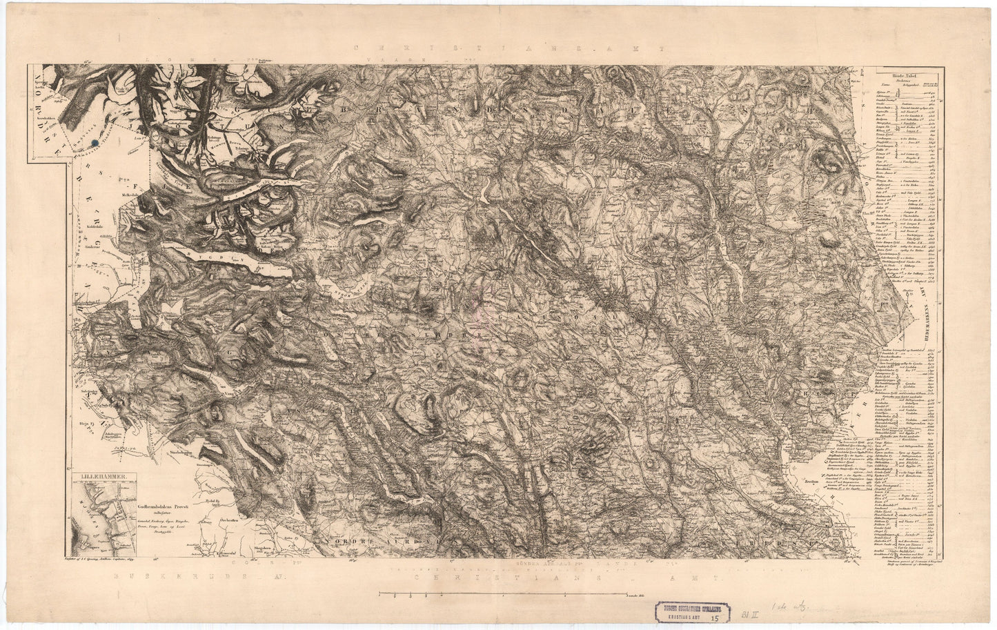 Kart over Kristians Amt (midtre): Oppland