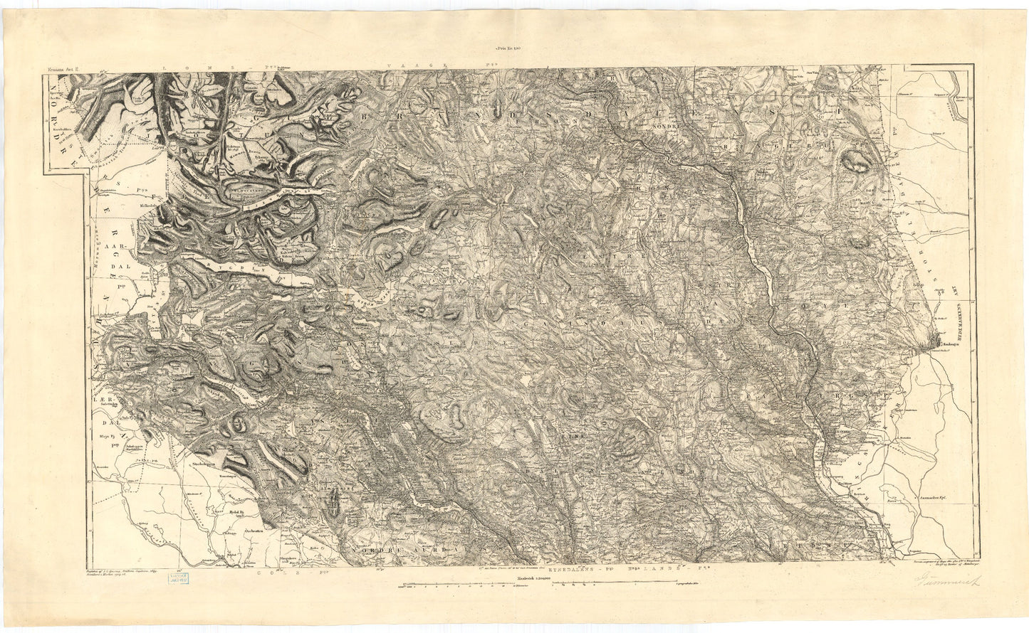 Kart over Kristians Amt (midtre): Oppland