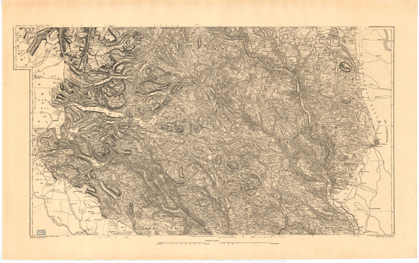 Kart over Kristians Amt (midtre): Oppland