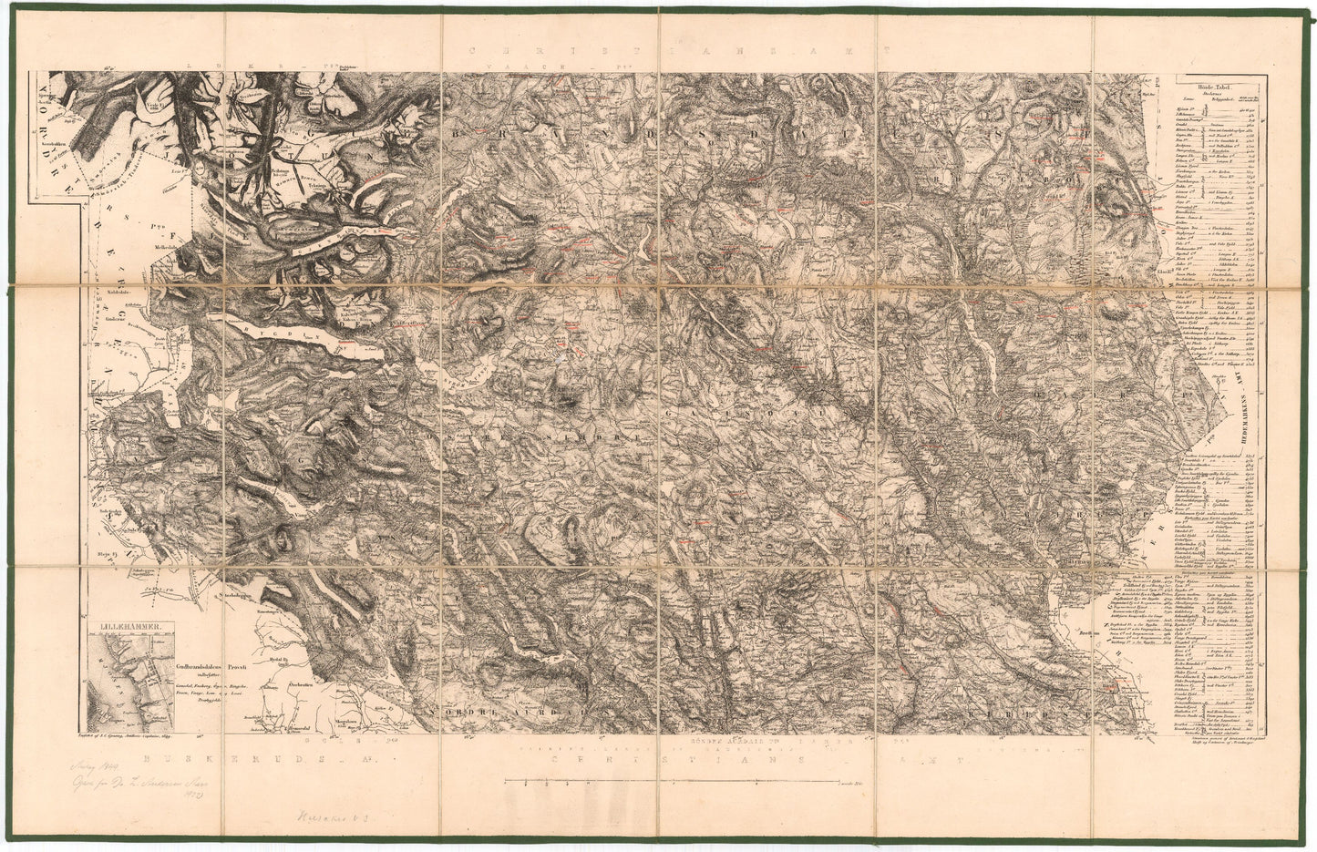 Kart over Kristians Amt (midtre): Oppland